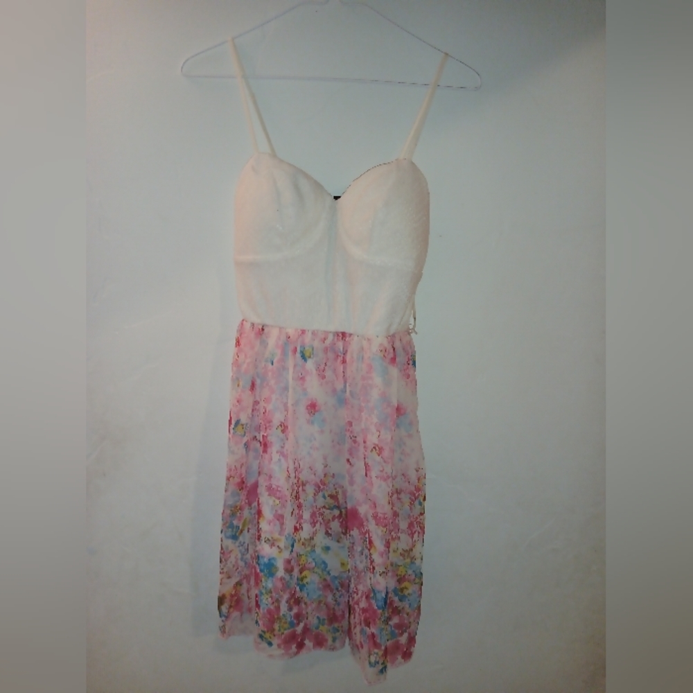 Trixxi White and Pink Floral Mini Dress